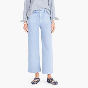J. Crew Point Sur Washed Wide-leg Crop Pant Blue
